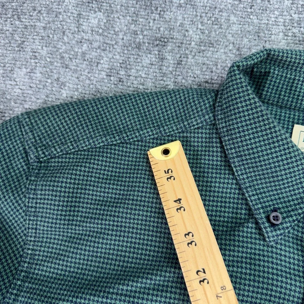 LL Bean Shirt Mens LT Tall Green Wicked Good Flannel Houndstooth Slightly Fitted